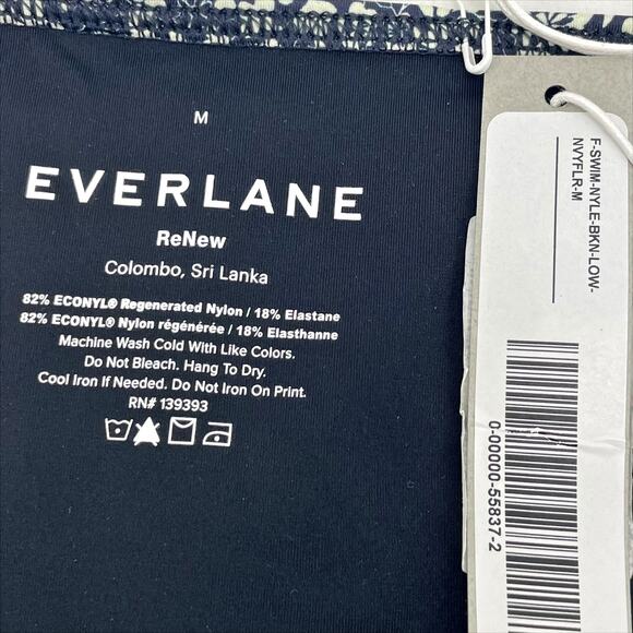 Everlane Womens The Bikini Bottom Medium Swimwear Navy Blue Floral NWT - Picture 7 of 8